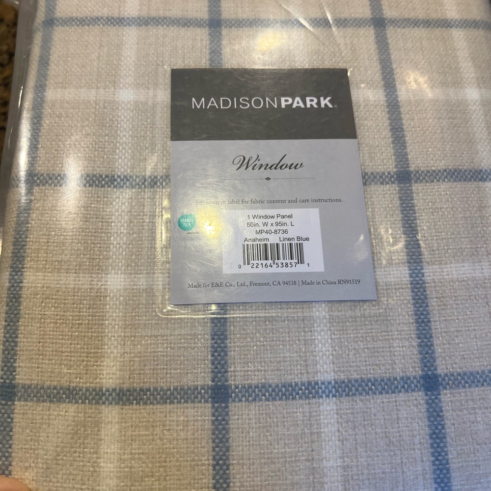 Madison Park Linen Blue Plaid Window curtain Panel 50x95 Quantity 4 available.